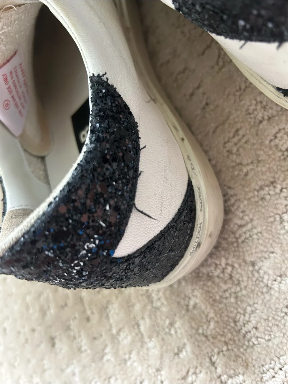 Golden Goose Hi Star Leopard Star and Laces, Black Glitter Heel Size 40 - Picture 4 of 9